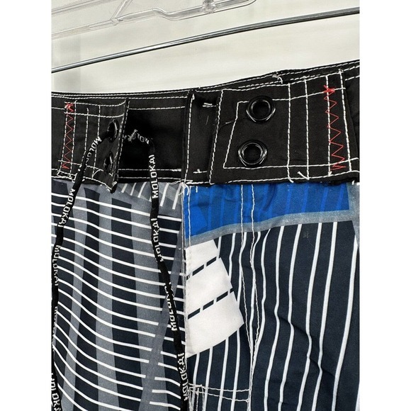 MOLOKAI Surf Co. Board Shorts Lined hook and loop Blue white 40 - Picture 4 of 10